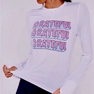Spiritual Gangster White and Pink Graphic Long Sleeve Tee w/Thumbholes